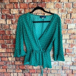 Green top with white polkadots